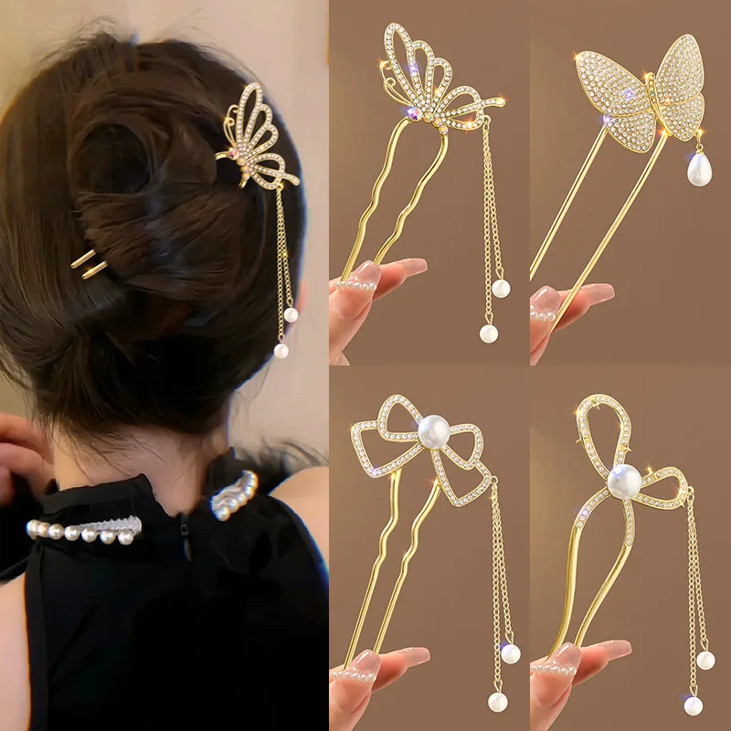 Pearl Hair Pin - Antika tarzı inci taklidi high-end U