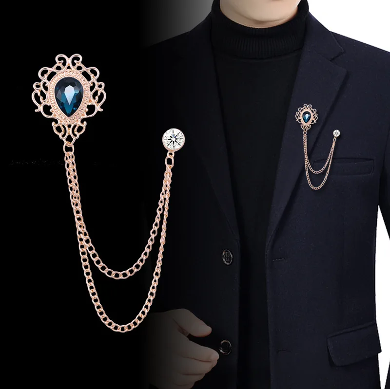 Women'S Accessories For Suit - Yeni Vintage Püsküllü Zincirli Kristal Yaka