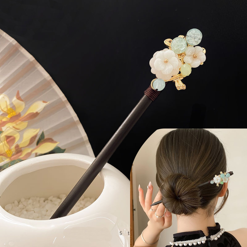 Pearl Hair Pin - Çin Saç Çubuğu Step Shake Ahşap