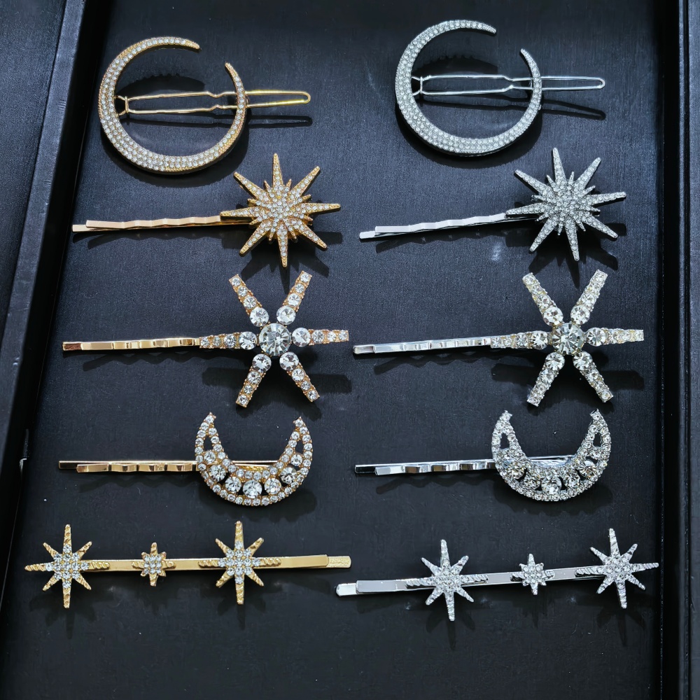 Women Knight Accessories - 3/4 adet set kristal yıldız tokalar