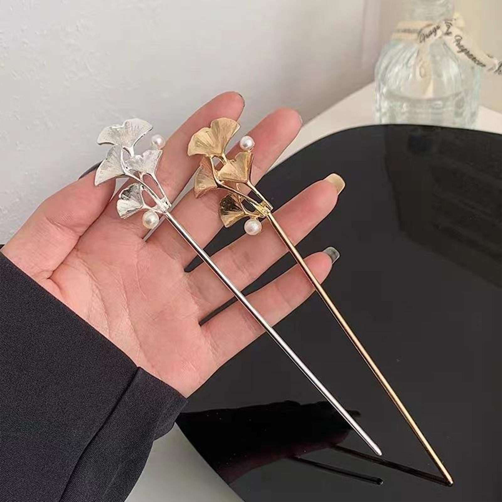 Pearl Hair Pin - Ginkgo yaprağı saç tokası kadınlar için