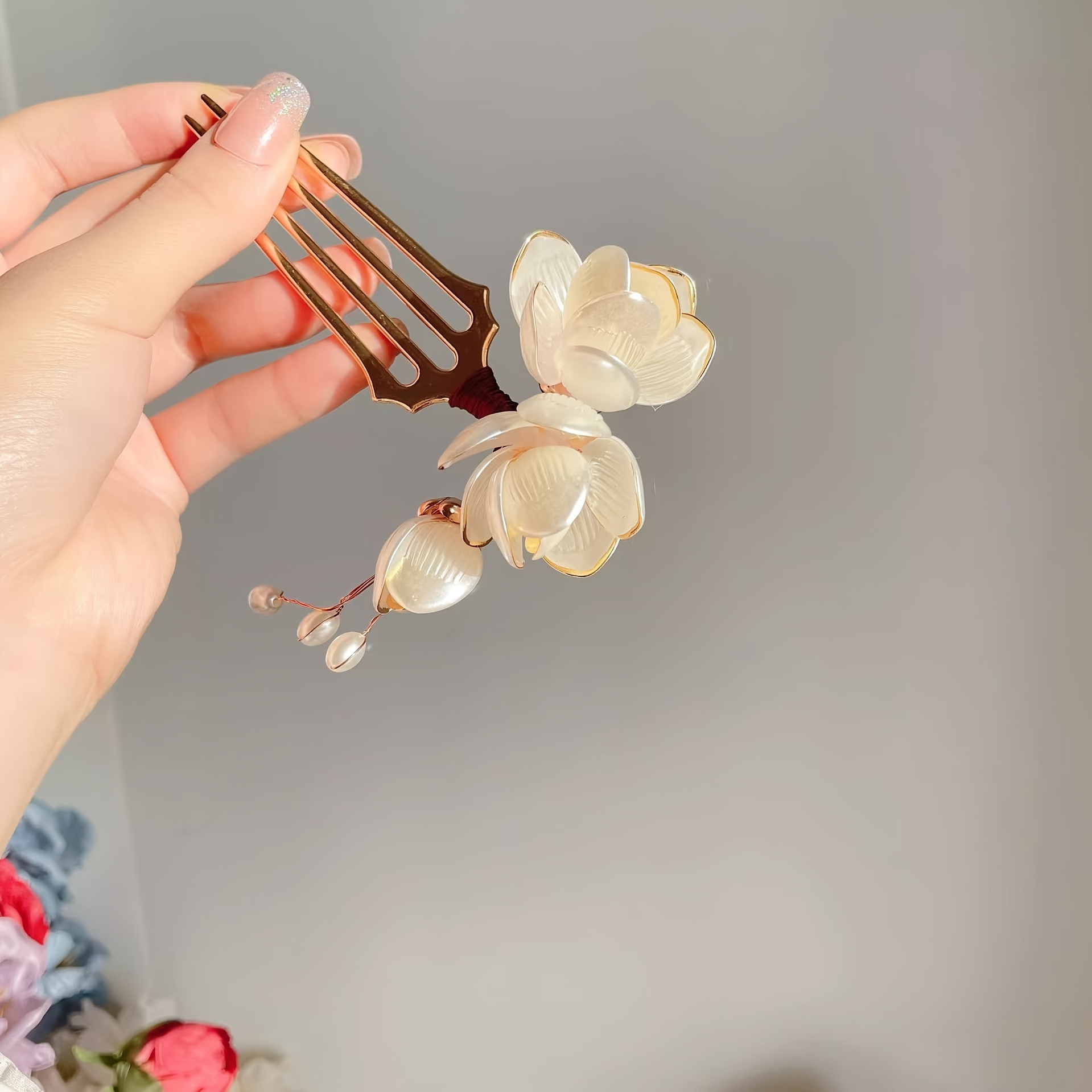 Çin tarzı kabuk manolya çiçek  - Women Accessories Photos incelemesi ve fiyatı
